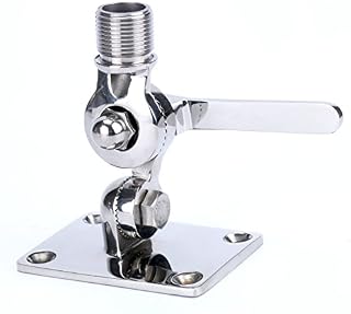 Amarine Made Marine VHF Antenna Adjustable Base Mount for Boats -Stainless Steel