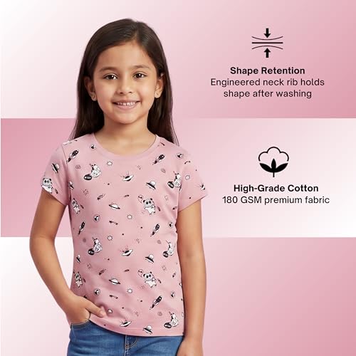 Image of Stories.Label Girl Cotton Printed T-Shirts in Half Sleeves Regular Fit, Soft Durable Fabric, No Shrinkage, Long Lasting Print Colors (7-16 Years)