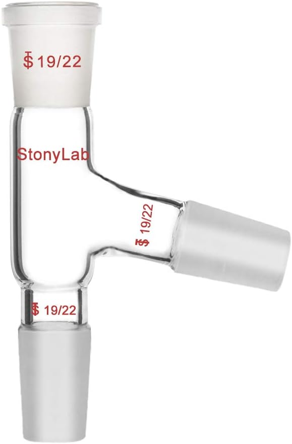 StonyLab 3 Way Distilling Adapter with 19/22 Joints for Distillation Apparatus
