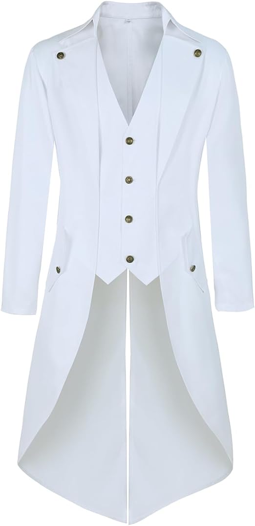 Mens Pirate Coat Steampunk Jacket Tailcoat Renaissance Jacket Halloween Hatter Costume