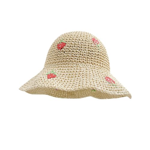 Sombrero de playa plegable con ala ancha beige para mujer