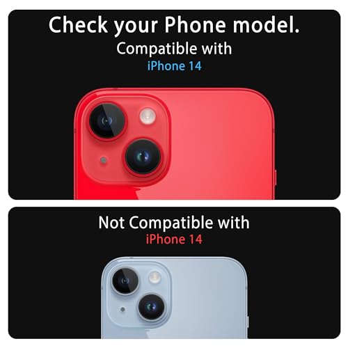 Image of ArmourPro Premium Camera Lens Protector Tempered Glass Compatible For iPhone 14 Plus and iPhone 14 Tough HD Individual Aluminum Alloy Rings 9H Camera Cover , Scratch-Resistant,Camera Lens Protection| Red
