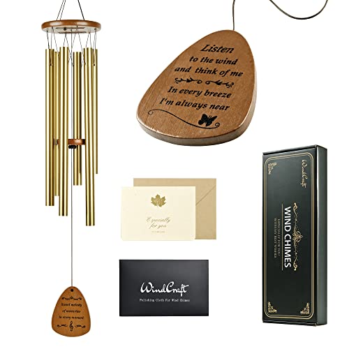 WindCraft Memorial Wind Chimes - Sympathy Gift for Loved Ones, 32-inch Wooden Wind Chimes, Relaxing Wind Chimes for Outside and Indoors, Sympathy Wind Chimes, Remembrance Gift for Loss, Memorial Gifts