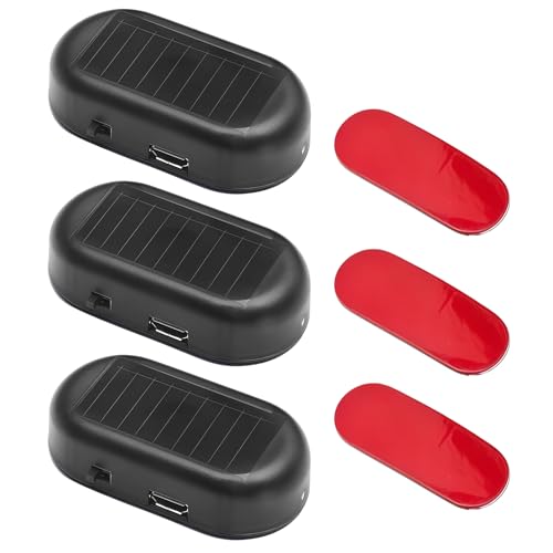 SRLWMYI Sistema de alarma para coche, 3 unidades, con luz intermitente, energía solar, alarma falsa LED, antirrobo, juego de seguridad, disuasivo visible para coches, caravanas, motocicletas, lámpara