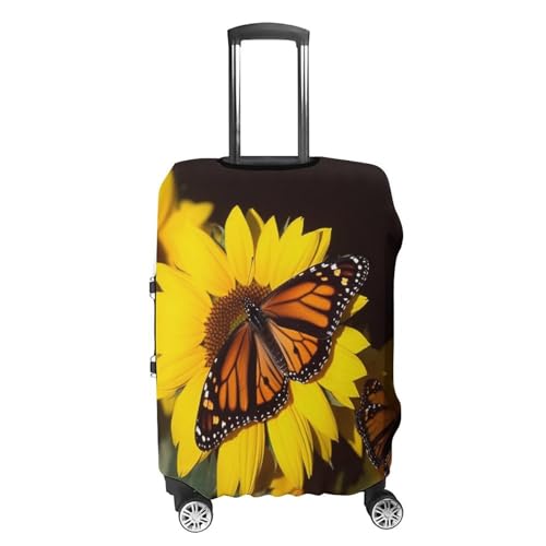 Luggage Covers Anti-Scratch Suitcase Cover Butterflys on The Sunflowers Washable Elastic Suitcase Protector Travel Luggage Protector Covers Carry On Luggages Cover L (26-28 inches)4