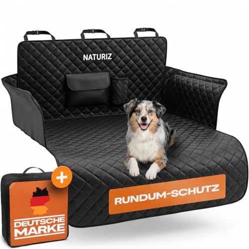 Naturiz Kofferraumschutz Hund mit Seiten- & Ladekantenschutz - Hundedecke Auto Kofferraum - Universal Kofferraum Schutzmatte Wasserdicht & Pflegeleicht für Hunde -Hundematte mit Tasche (Kofferraum)