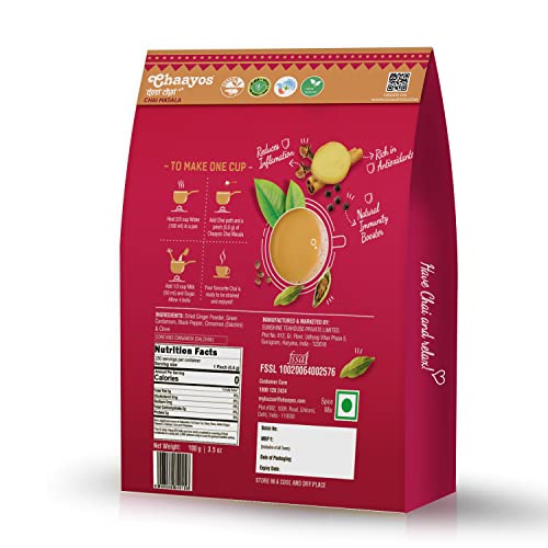 Chaayos Tea masala Powder, 100Gram, Chai Masala, Immunity Booster, 100% Natural Ingredients