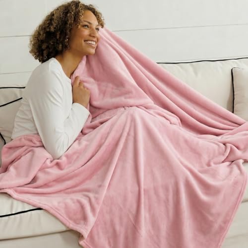 Image of NANPIPER Fleece Blankets, Super Soft Flannel Queen Size Blanket for Bed, Luxury Cozy Microfiber Plush Fuzzy Blanket,Pink