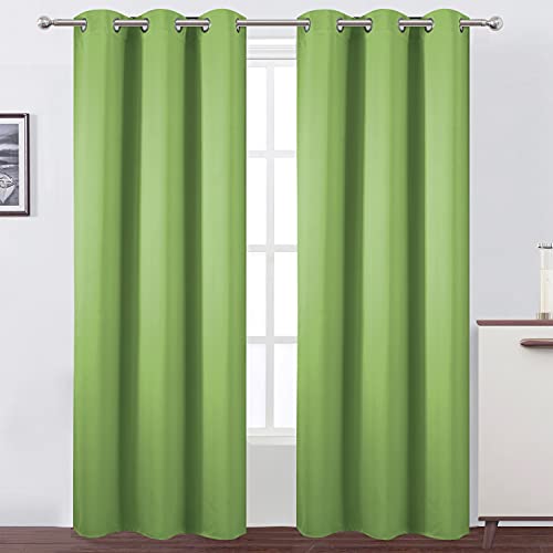 Image of LEMOMO Light Green Blackout Curtains /42 x 84 Inch /Set of Two Panels Grommet Bedroom Curtains