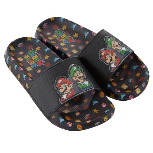 Nintendo Boys Mario Slide Sandals - Super Mario Shoes - Mario, Luigi, Kirby and Donkey Kong Slide Sandals Shoes