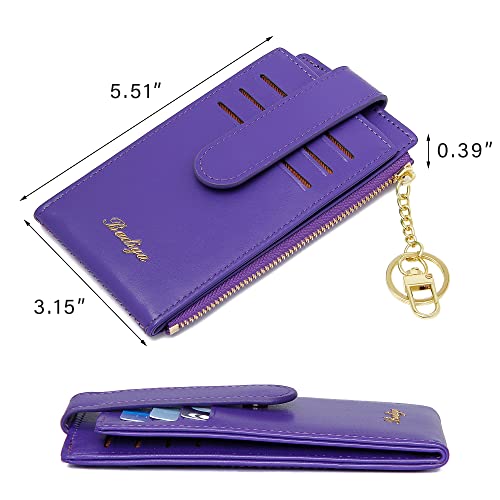 Image of Badiya Slim Women Wallet RFID Blocking Bifold Compact 9 Card Slots Holder Wallets Soft Leather with Zipper Coin Pocket 2 ID Window