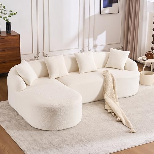 Oversized Sectional Sofa with Chaise with 4 Throw Pillows, 99"