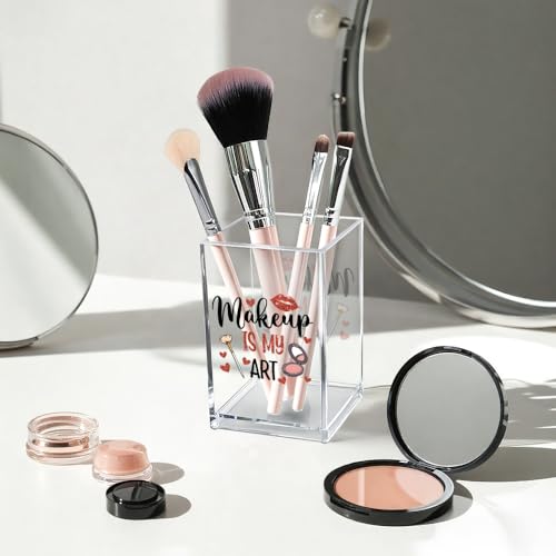 Image of Makeup Is My Art Acrylic Makeup Brush Organizer Holder, Makeup Artist Pencil Storage Organizer, Christmas Birthday Gifts Women Mom Aunt Sister Make Up Artist, Beauty Salon Gift for Woman