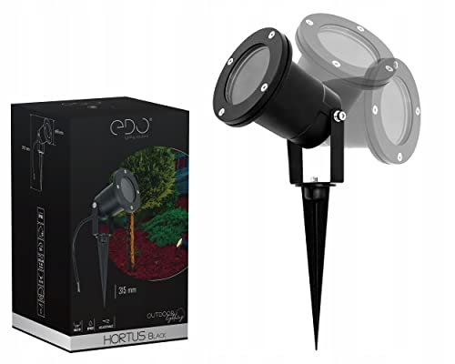 EDO Spot de jardin HORTUS LED Projecteur, douille GU10, spot extérieur, spot de jardin, orientable, lampe de jardin LED, noir, étanche IP65 avec tête de piquet, lampe avec Piquet, EDO777112