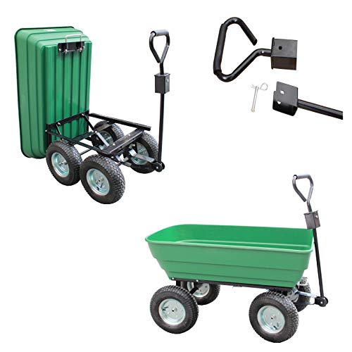Preisvergleich Produktbild TRUTZHOLM® 1x Profi Gartenkarre Gartenwagen Transportwagen Bollerwagen Schubkarre Kippfunktion Lenkachse mit Rasentraktor Kupplung an der Deichsel Rasentraktoranhänger 125 Liter 400 kg