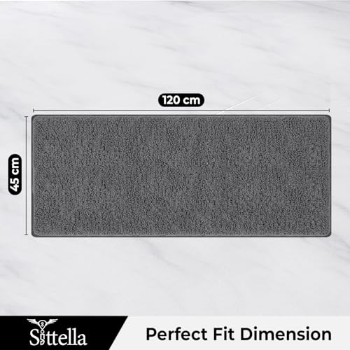 Image of SITTELLA Premium Microfiber Runner Mats (45x120 Cm) | Ultra Soft Plush Floor Rug | Anti-Skid Backing | Super Absorbent & Quick Dry | Washable Kitchen & Hallway Runner | Grey