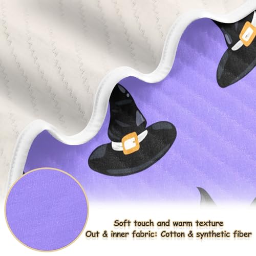 Burbuja Witch Hats on Lavender Baby Blanket for Boys Girls, Nursery Soft Warm Swaddling Receiving Baby Blankets, 30x40 in Toddler Blanket2