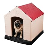 POLI PETS Casa de plástico para Perros, casa Duradera para Perros pequeños, medianos y Grandes, con Suelo Elevado y...