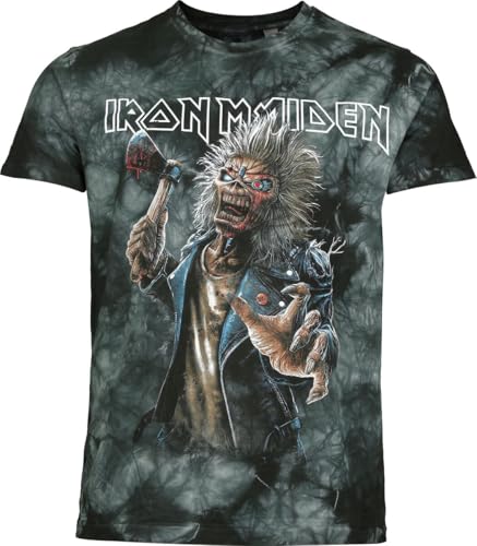Iron Maiden Eddie Keyline Homme T-Shirt Manches Courtes Bleu/Gris XL
