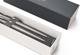 Parker Bolígrafo y portaminas caja de regalo, acero inoxidable, negra Color de texto