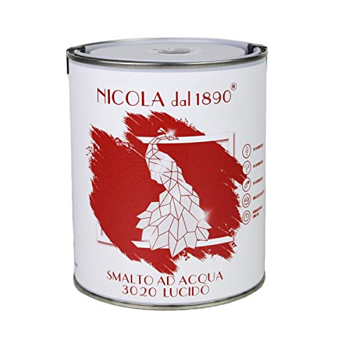 Smalto Acrilico a Base di Acqua, Per Interni ed Esterni, Made in Italy, Rosso Lucido - Formato 1 lt