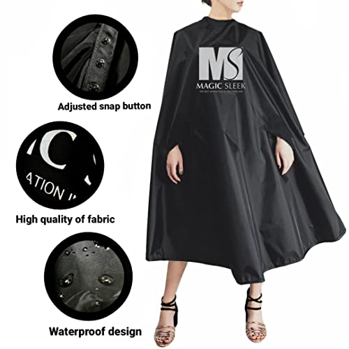 MagicSleek Capes for Haircut | Large Size Premium Quality Black Hair Cutting Cape | Professional Salon Cape