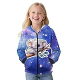 Yruonazao Koala Sweatshirts for Girls 8-10 Zip Up Hoodies for Girls Cute Casual Sweatshirt Athletic Jacket with Pockets Long Sleeve Tops for All Seasons Kids Soft Hooded Clothes