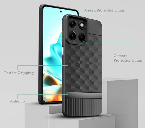 Image of Back Cover for Motorola Moto Edge 70 Fusion 5G Camera Protection 3D Hexa Cube Design Silicone Protective Bumper Back Case for Motorola Moto Edge 70 Fusion 5G - Black