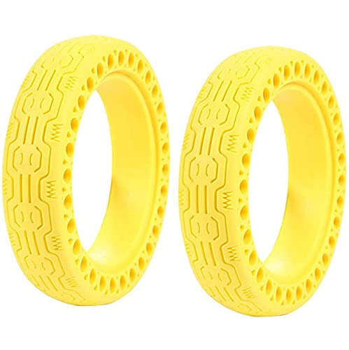 JYCCH Neumático de Patinete eléctrico, neumáticos de Goma de 8,5 Pulgadas con Orificio sólido, neumático de Repuesto no neumático para Patinete eléctrico M365 (Amarillo 2 uds)