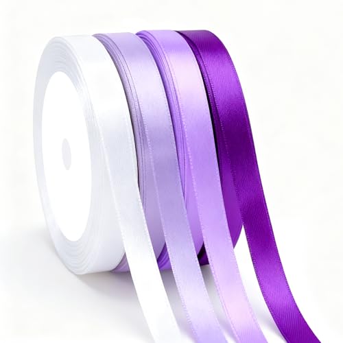 G2PLUS 4 Couleurs Ruban Satin Violet:10 mm x 22 m Ruban Cadeau Emballage Dégradé pour Mariage,Projets de Bricolage Couture,Bouquets,Emballages Créatifs