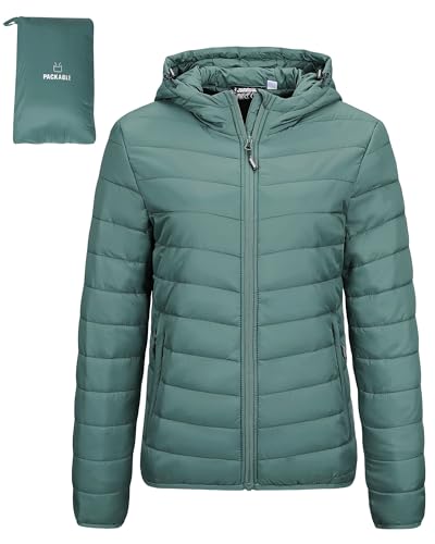 Outdoor Ventures Damen Steppjacke Leichte Packbare Übergangsjacke Warme Winterjacke mit Kapuze für â€¦ – Miniatur