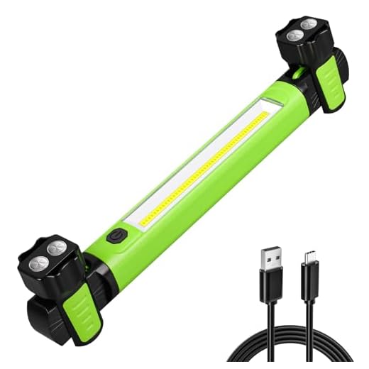Work Light, 2500LM Bright LED Work Lights, 5200mAh Rechargeable Magnetic Underhood Work Light with Hooks, Cordless Battery Powered Mechanic Light for Car Repairing/Inspection/Garage/Workshop/Emergency