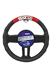 Ajuste universal Sparco SPC1111RS Funda Universal para Volante de Coche, Negro/Rojo