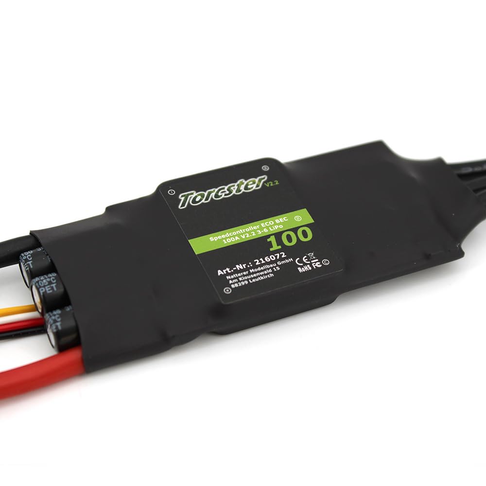 Torcster 216072 Speedcontroller ECO BEC 100A V2.2 ESC Brushless Speed Controller Regler für RC Flugzeug