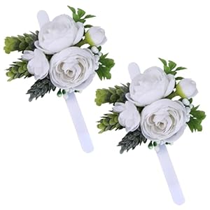 2 PCS Pet Collar Flower Dog Wedding Flower Bow Tie Dog Floral Collar Flower for Collar Removable Pet Collar Flower Accessory for Wedding Ceremony Dogs Cats Puppies Grooming (White)