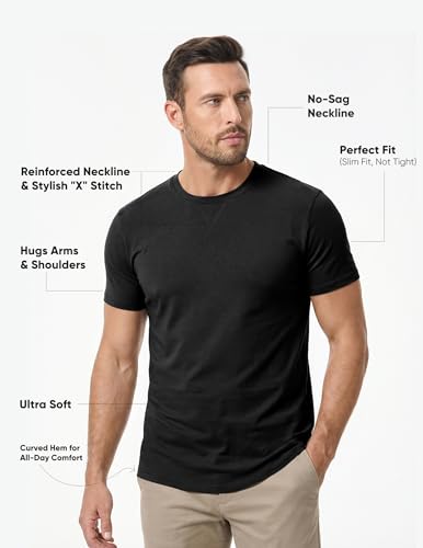 Image of JMIERR Mens 3 Pack Cotton Hipster Hip Hop Longline Crewneck T-Shirt