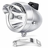 Garosa Vintage Bicycle Headlight Retro Bike LED Light Night Riding with Metal Brim Retro Safety Front Head Lamp Cycling Accessories for Outdoor(Silver),Downlight