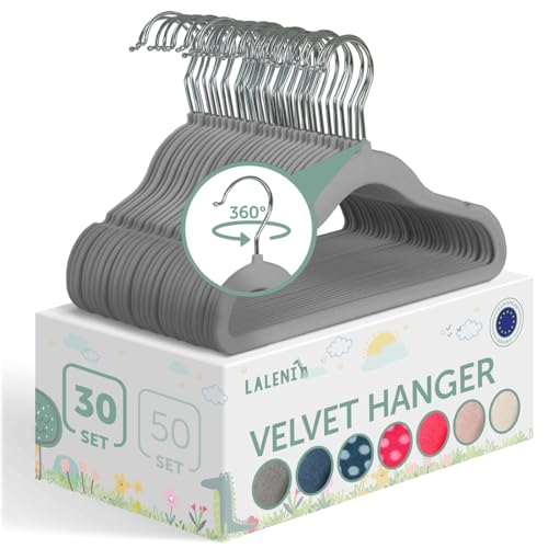 Perchas Infantiles Terciopelo Gris Marca Laleni