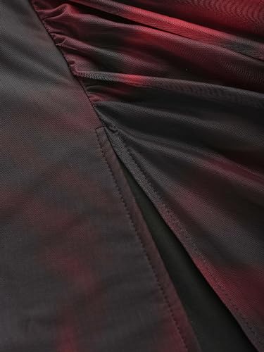 CIDER Mesh Cowl Neck Ruched Split Midi Dress4