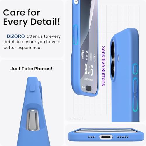 Image of DIZORO Compatible for iPhone 16 Plus Case 6.7, Slim Liquid Silicone Case 3 Layers Full Covered Soft Gel Rubber Phone Case Protective Cover 6.7 Inch - Azure Blue