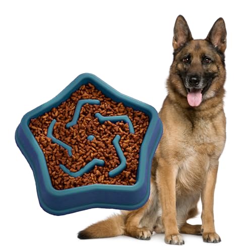 Image of Durable Slow Feeder Bowl for Dogs and Cats| Anti-Choke Non-Slip Pet Feeding Base and Easy to Clean| Dish Promotes Healthy Eating| Reduces Bloating and Digestive Issues (Blue)