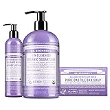 Dr. Bronner's 3-Piece Organic Lavender Gift Set - 1 Sugar Pump Soap 12-Ounces, 1 Body Lotion, 1 Castile Bar Soap