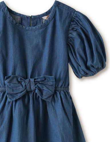 Image of Amazon Brand - Symbol Girls Bow Detail Pure Cotton Knee Length Casual Dress
