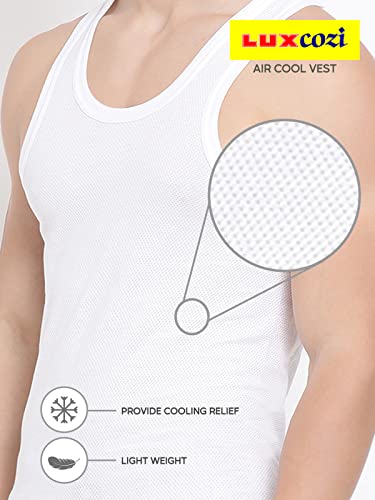 Image of Lux Cozi Men's White Premium Cotton Round Neck Vest