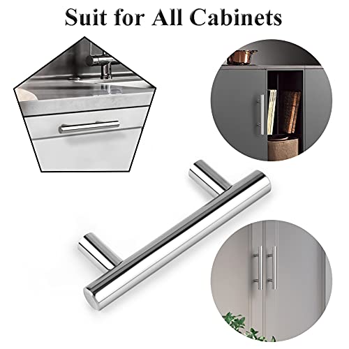 Image of Probrico 15 Pack 2-1 /2 Inch Polished Chrome Cabinet Pulls, 4 Inches Total Length, Stainless Steel Euro Kitchen Cabinet Hardware, Chrome Drawer Pulls