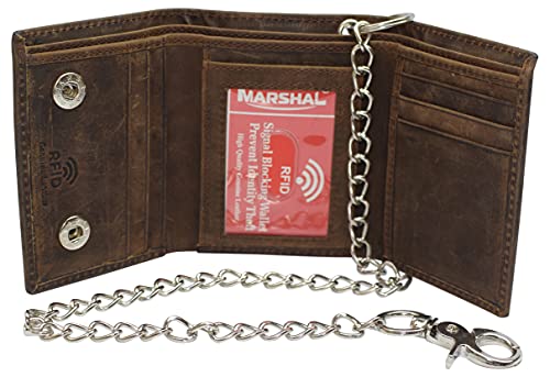 Portefeuille RFID homme avec chaîne argentée pour le quotidien