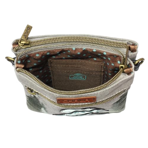 Image of CHALA Double Pocket Xbody Women RFID Protected Canvas Crossody Purse with Adjustable Strap | Double Pocket
