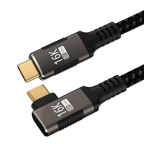 KMMXXCPM Cable USB-C ángulo recto 1m Compatible Con Thunderbolt 5/4,Cable USB 5 80Gbps Transferencia de Datos,90 Grados tipo c carga rapida 240W,16K@60Hz/8K@120Hz/Doble 8K@60Hz para Display,SSD,Dock.