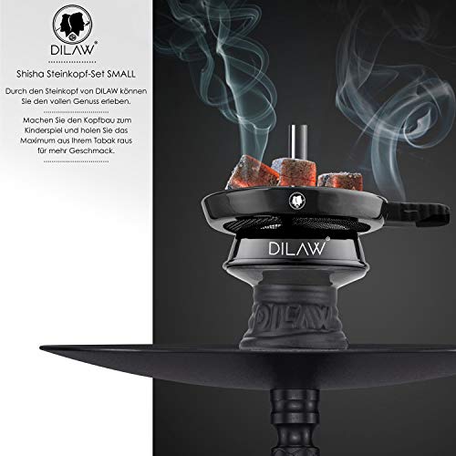 DILAW® Shisha Steinkopf Set Kaminkopf Small Tabaksieb Kohlezange Kaminaufsatz Tabak Kopf, Farbe:Black – Bild 5