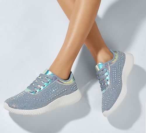 Image of BELOS Women's Glitter Shoes Sparkly Lightweight Metallic Sequins Tennis Shoes Casual Retro Braided Walking Shoes